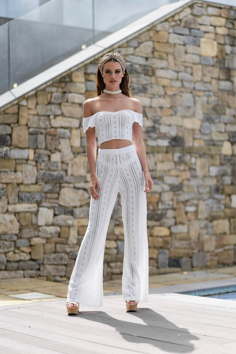 'AYLA' Knitted Co ord Crop top white - CTJ009