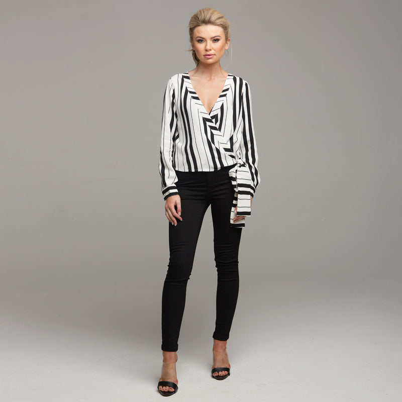 TIA WRAP STRIPE SHIRT - CT064