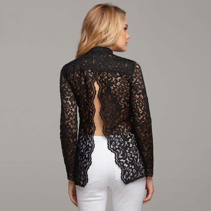 EVIE LACE BLACK OPEN BACK - CT033