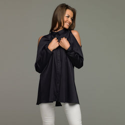 NAVY PEEP COLD SHOULDER - CT005