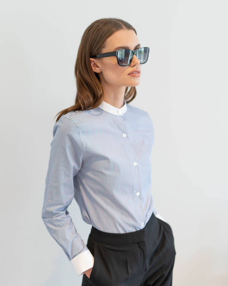 BLAIR CONTRAST COLLAR AND CUFF STRIPE SHIRT - CT030