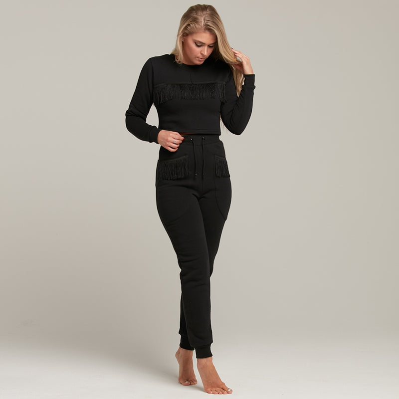 CAGGIE FRINGING DETAILED TRACKSUIT CROP - CT080