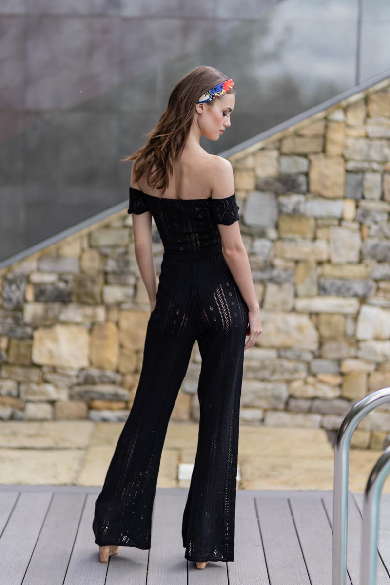 'AYLA' Knitted Co ord Crop top Black - CTJ007