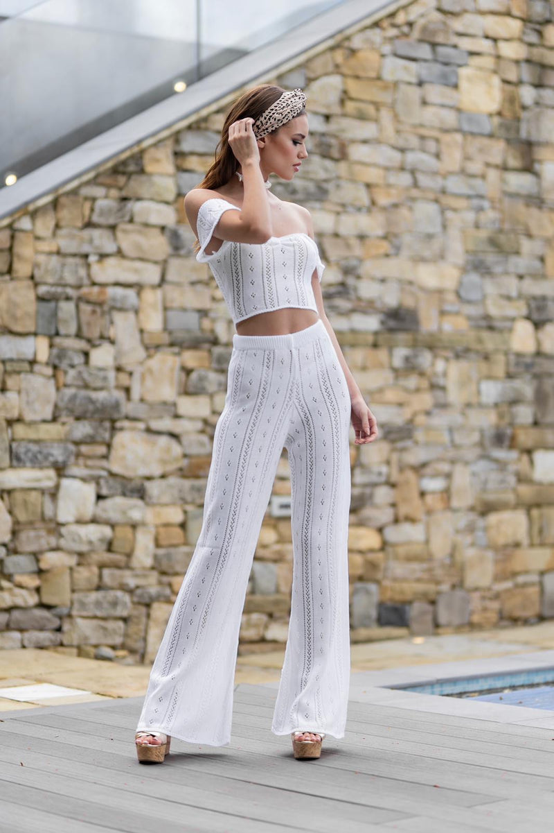 'AYLA' Knitted Co ord Trouser White - CTJ010