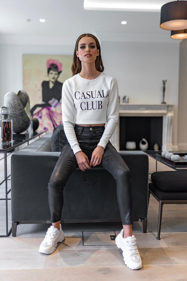 'CASUAL CLUB' ECRU CROP JUMPER - CT092